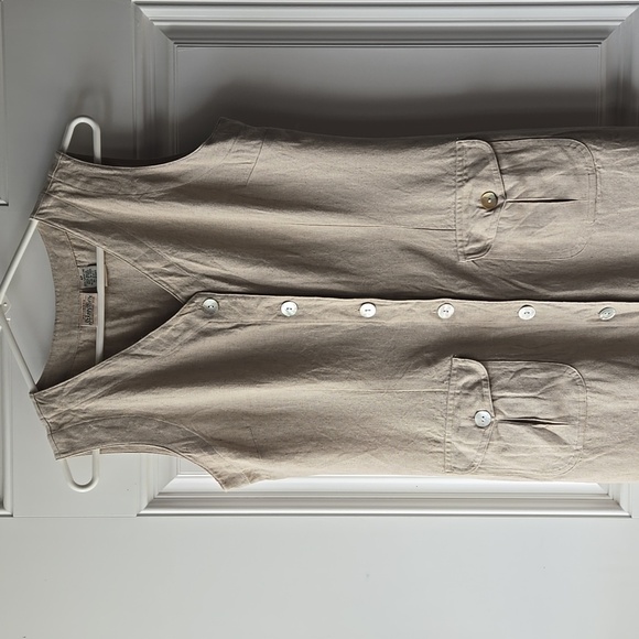 St. John's Bay Linen Blend Sleevelss Button Down Midi Dress - Picture 2 of 7